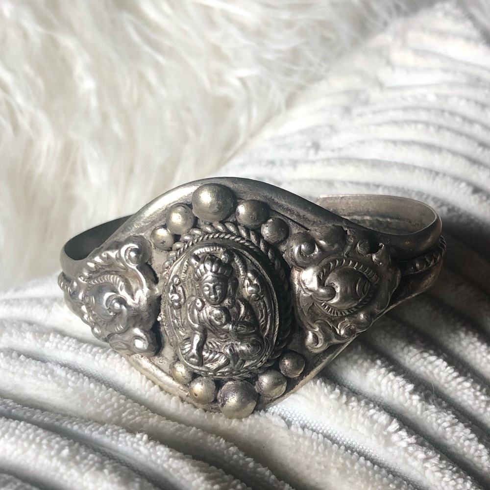 Tibetan silver tone cuff bracelet
